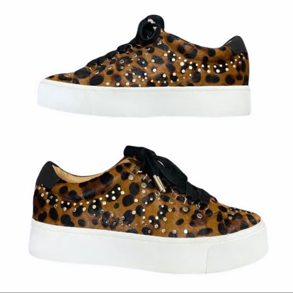 Joie Handan Studded Calf Hair Platform Sneakers - Picture 1 of 9